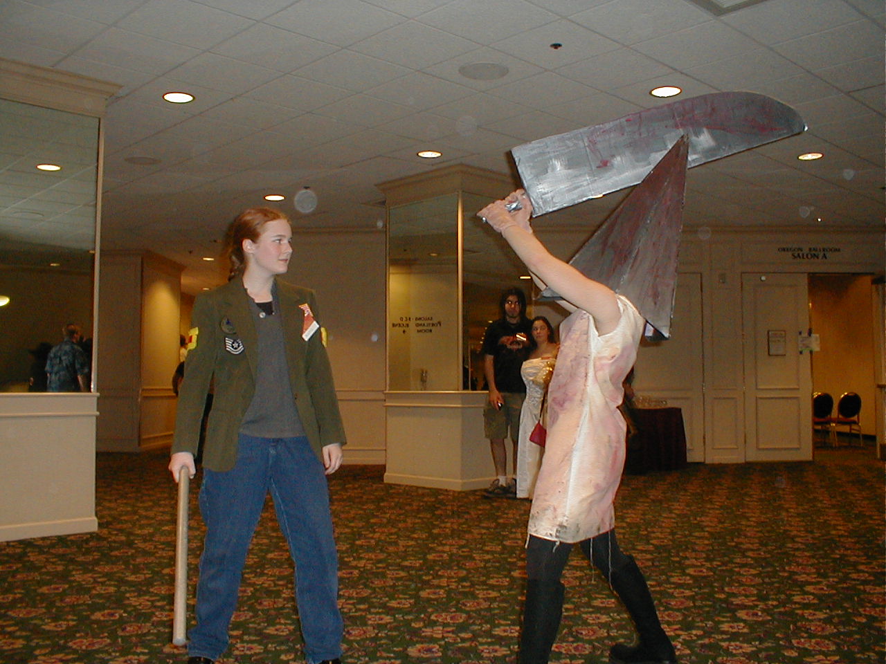 Katie Longua as James and Holly Reynolds as Pyramid Head from Silent Hill 2